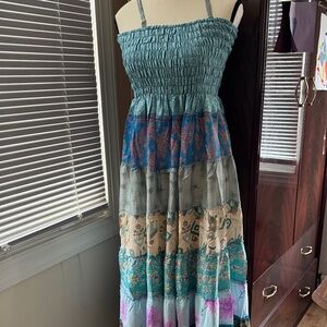 Bohemian Multi-Color Maxi Dress medium to large it stretch to a large
